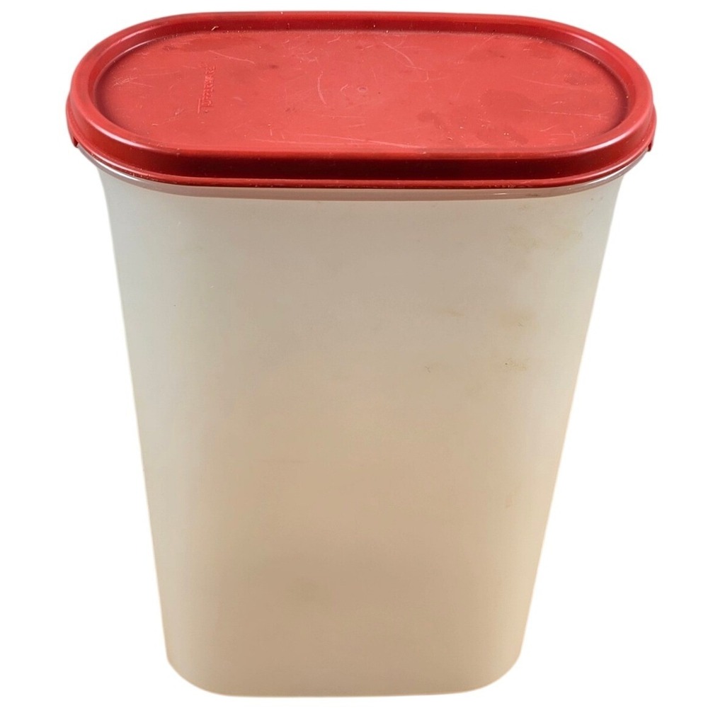 Tupperware‎ Modular Mates Oval #5 Container 12.25 cup/2.9L Flat Red Maroon VTG
